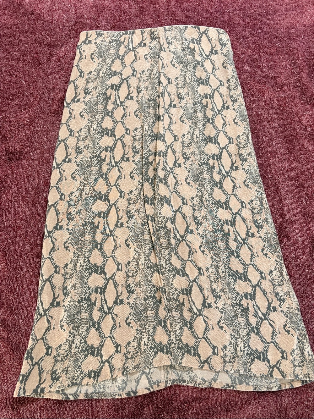 American Eagle Outfitters Beige and Green Snake-Print Skirt